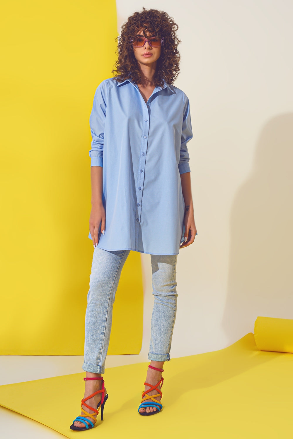 Camicia oversize in azzurro