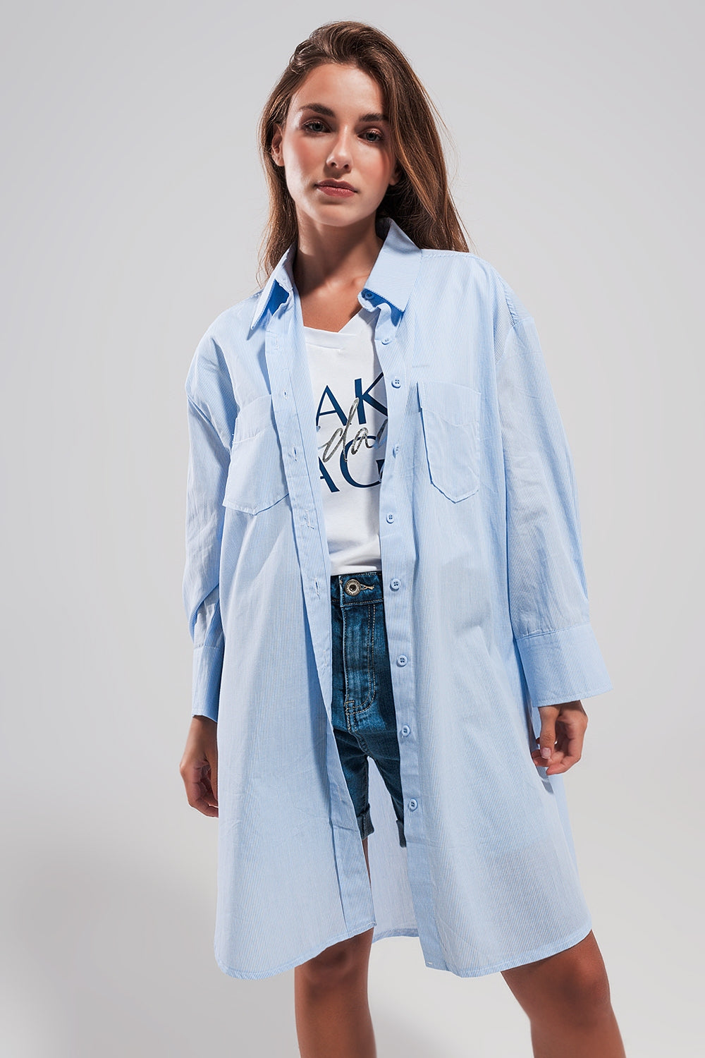 Camicia oversize in cotone azzurra