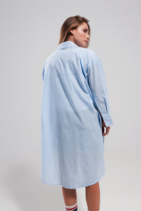 Camicia oversize in cotone azzurra