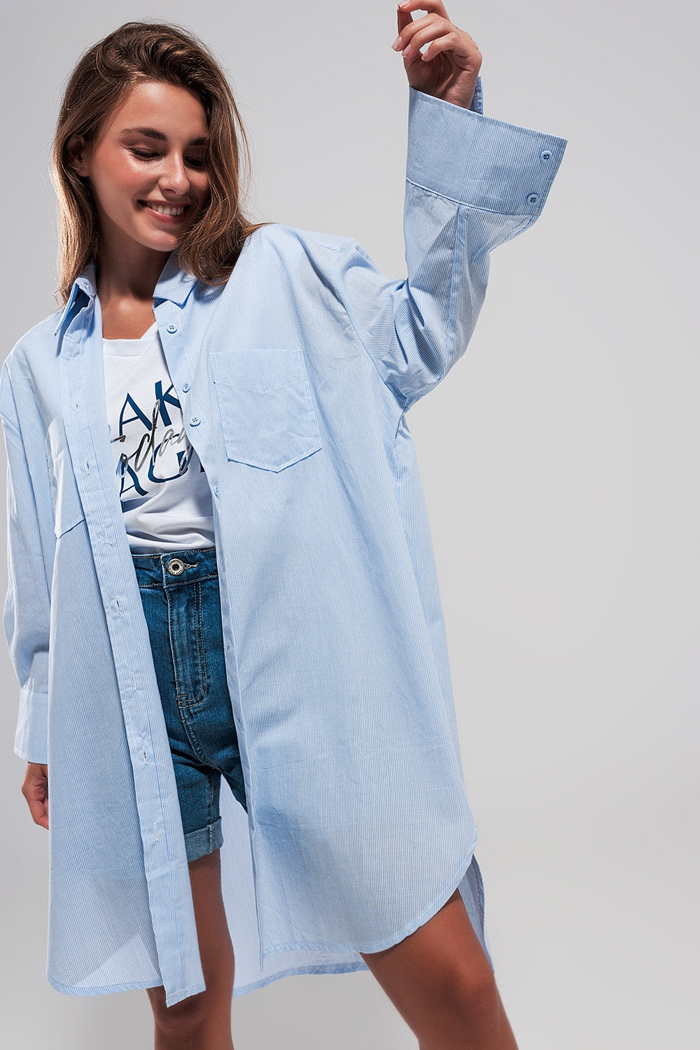 Camicia oversize in cotone azzurra