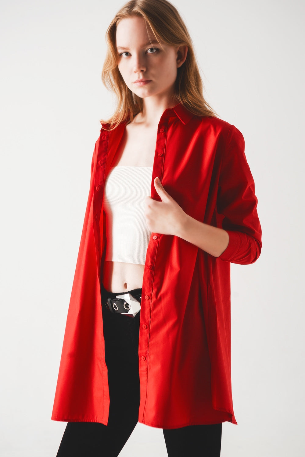 Camicia oversize in rosso intenso