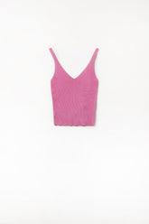 Q2 Canotta in maglia a coste comoda in fucsia