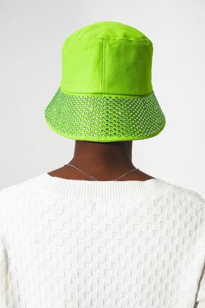 Cappello con Dettaglio Strass in Verde