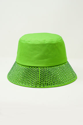 Cappello con Dettaglio Strass in Verde