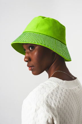 Cappello con Dettaglio Strass in Verde