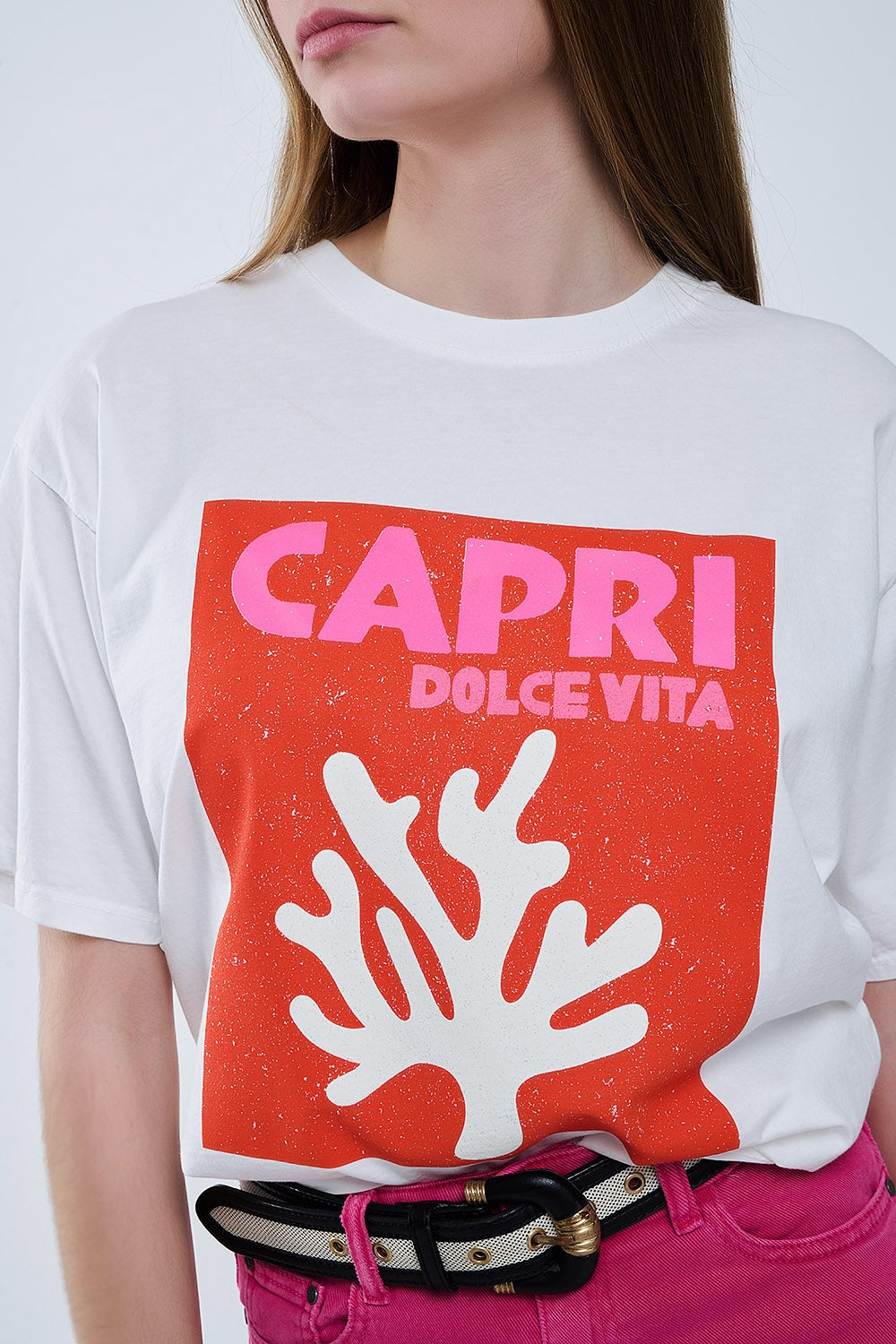 Capri La Dolce Vita - T-shirt bianca con stampa grafica