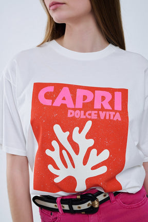 Capri La Dolce Vita - T-shirt bianca con stampa grafica