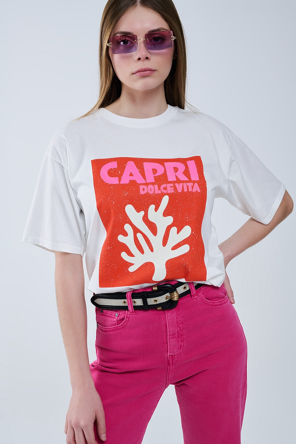 Capri La Dolce Vita - T-shirt bianca con stampa grafica