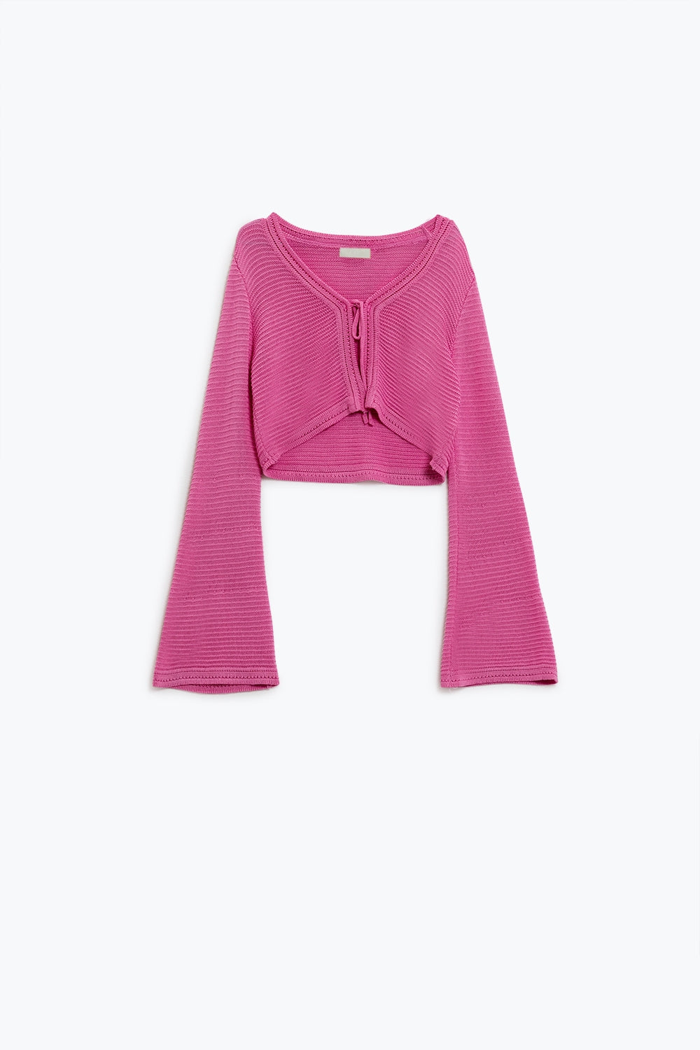 Q2 Cardigan a maniche lunghe in maglia fucsia Con dettaglio nodo