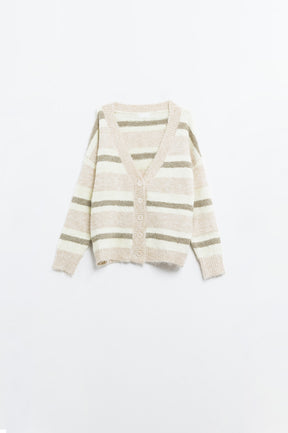 cardigan a righe beige