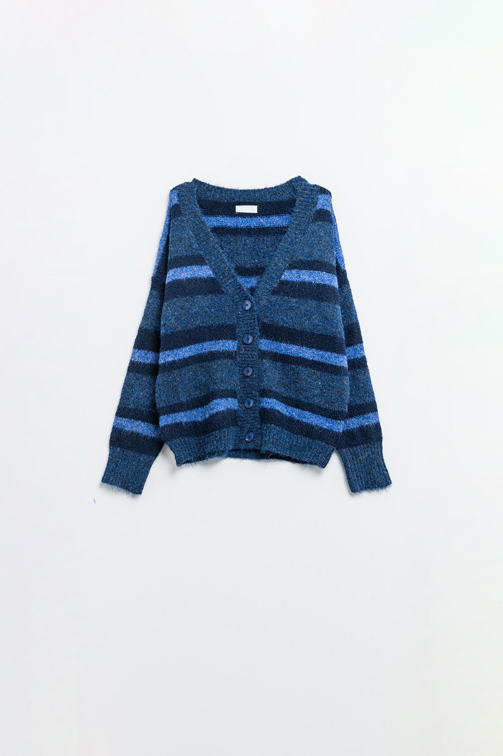 Q2 cardigan a righe blu