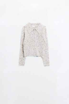 Cardigan beige con bottoni di perle