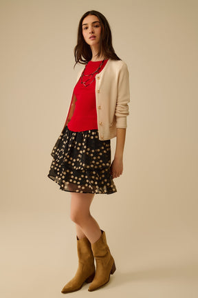Cardigan beige con bottoni dorati