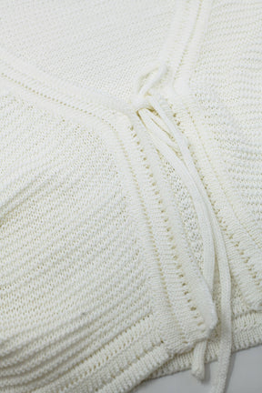 Cardigan in maglia con maniche lunghe a campana in bianco Con dettaglio nodo