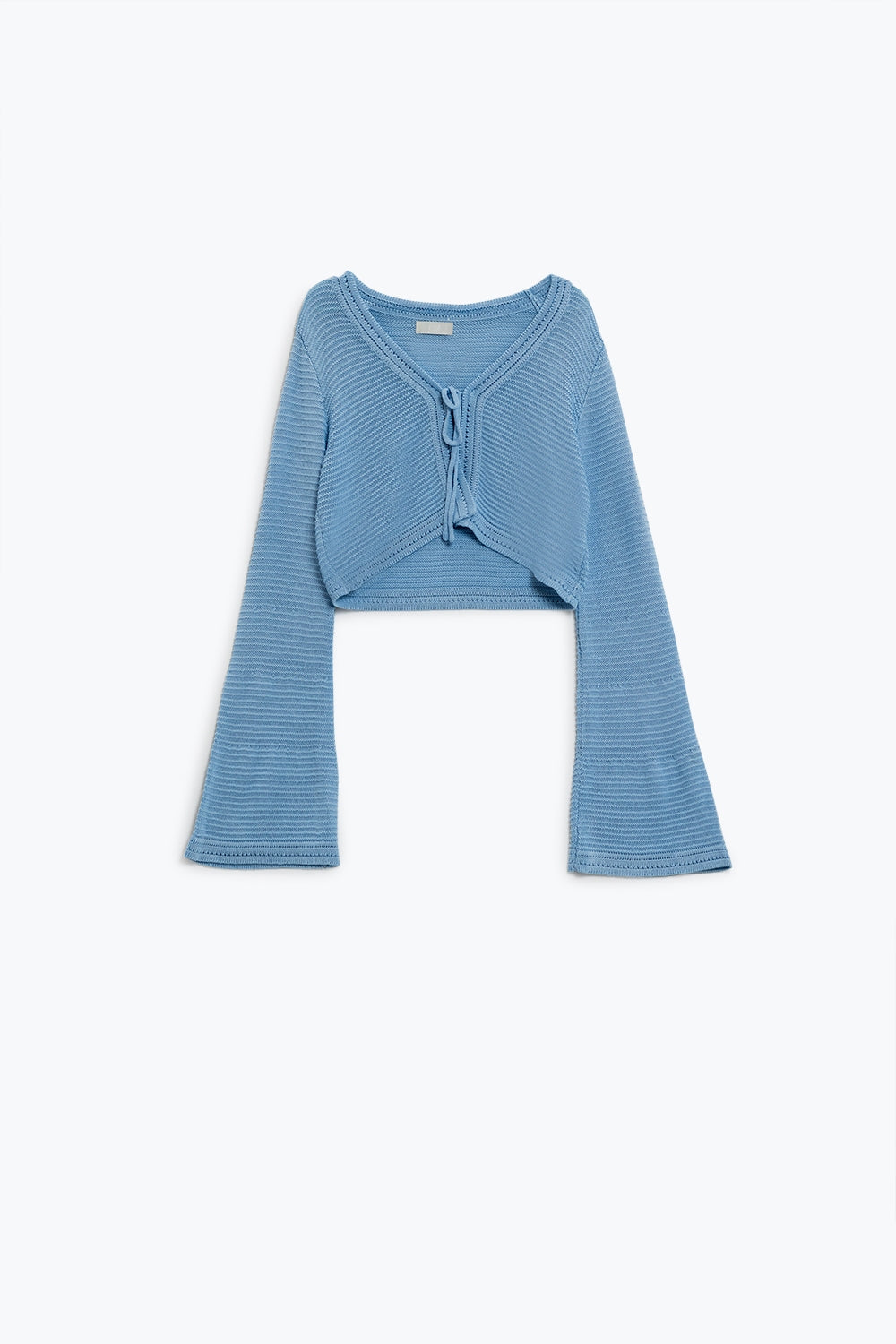 Q2 Cardigan in maglia con maniche lunghe a campana in blu Con dettaglio nodo