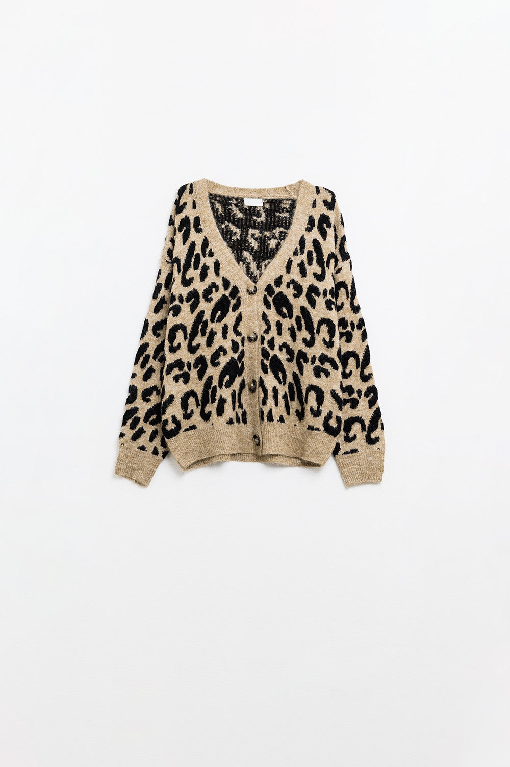 Q2 cardigan in maglia morbida con stampa leopardo