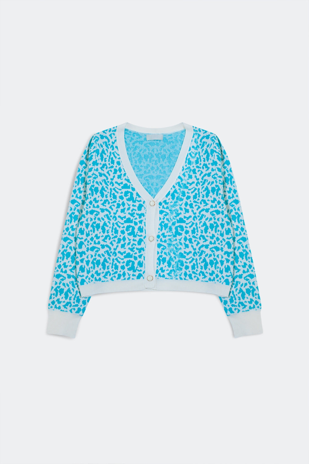 Cardigan leggero con stampa animalier turchese