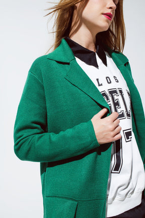 Cardigan lungo con collo oversize in verde