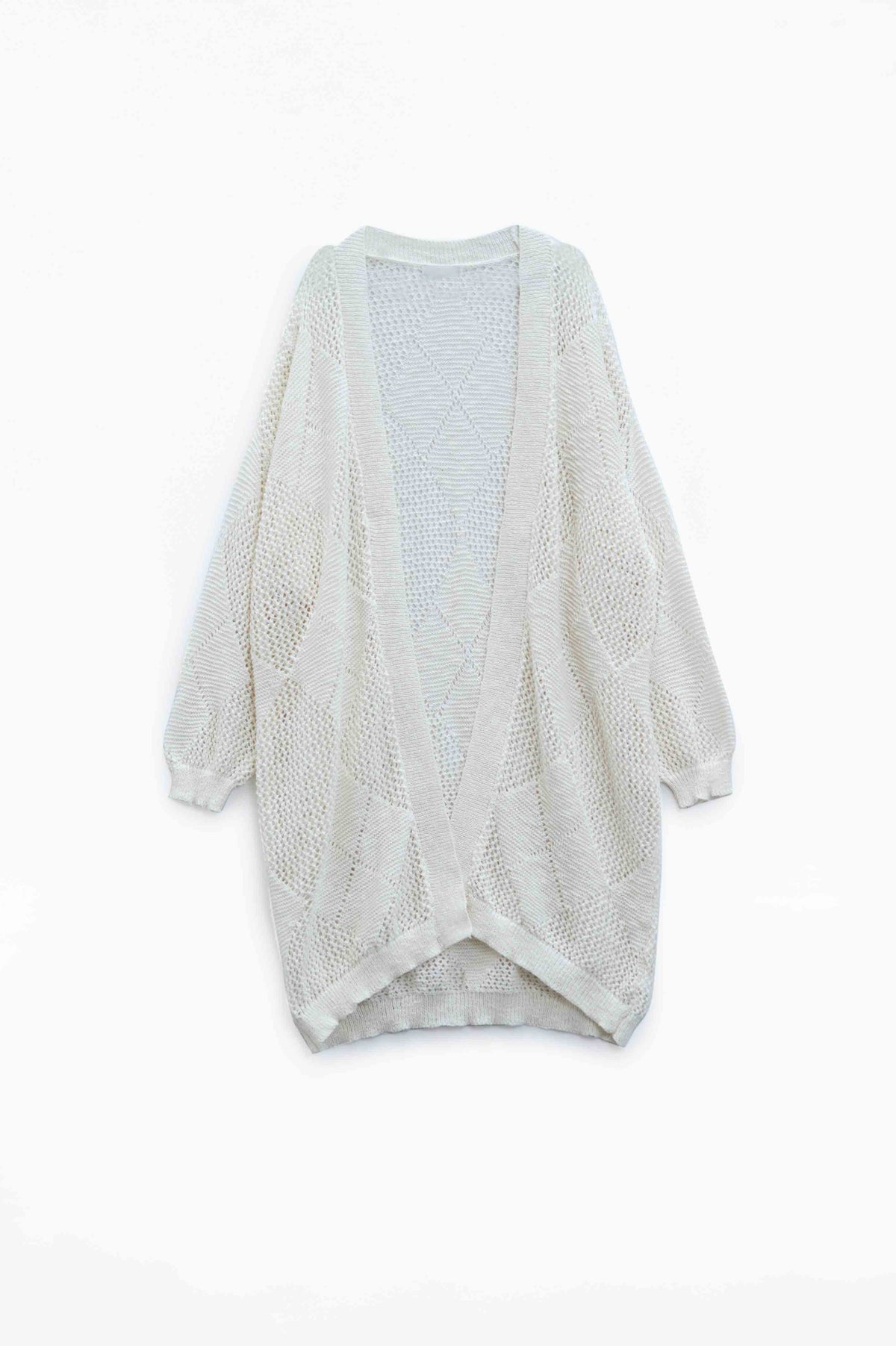 Q2 Cardigan lungo in maglia color crema