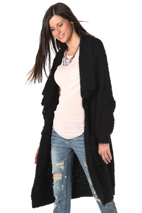 Q2 Cardigan lungo oversize nero