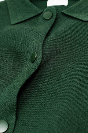 Cardigan rilassato di alta qualità in maglia verde smeraldo