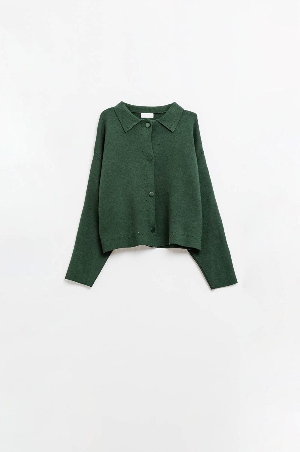 Cardigan rilassato di alta qualità in maglia verde smeraldo