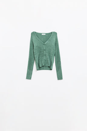 Q2 Cardigan strutturato in verde menta