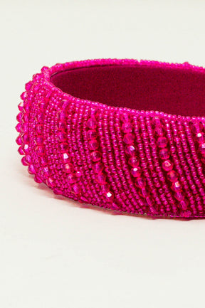 Cerchietto con perline in fucsia