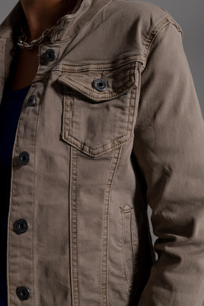 Giacca di denim basic con tasche in Beige