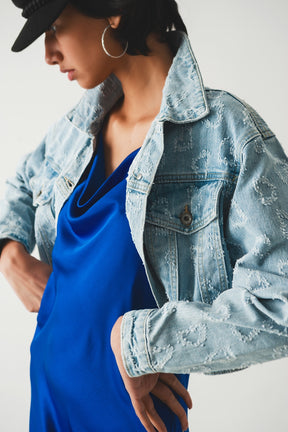 Giacca di jeans decorata oversize lavaggio chiaro