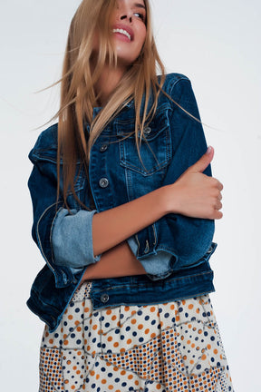 Giacca di jeans skinny lavaggio medio stile western