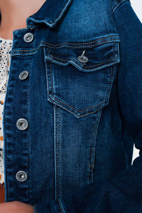 Giacca di jeans skinny lavaggio medio stile western