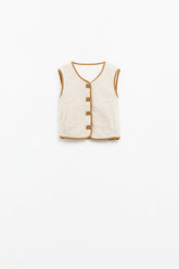 Q2 gilet di peluche in colore beige