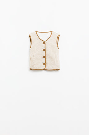 Q2 gilet di peluche in colore beige