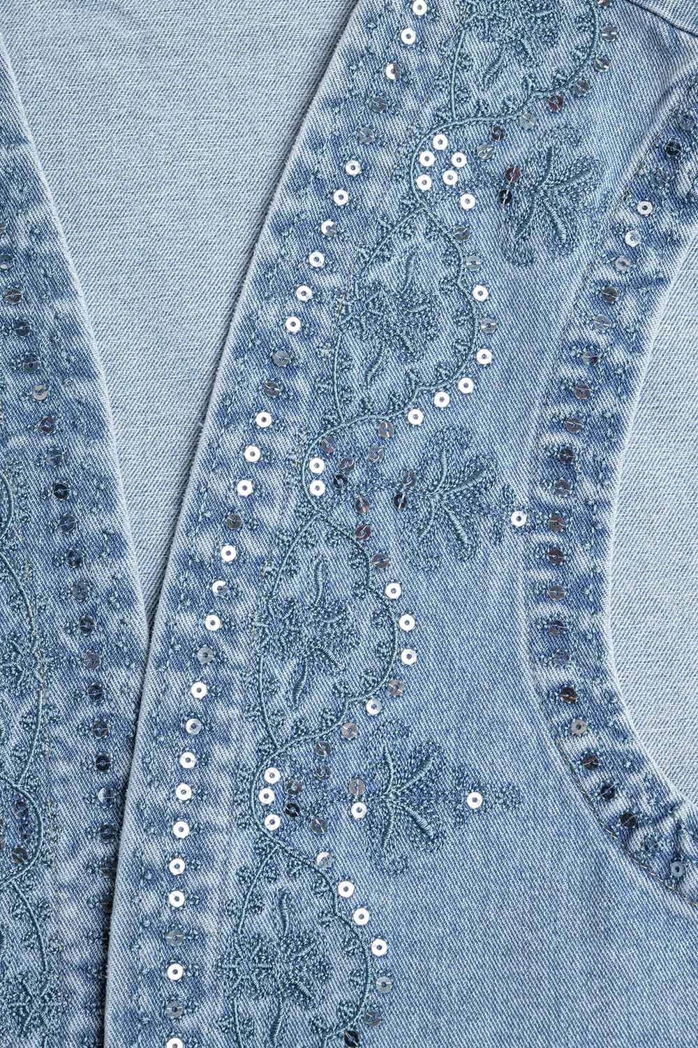 Gilet in denim con motivo di paillettes