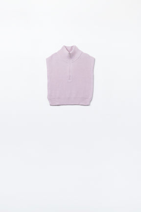 Gilet lavorato a maglia con collo alto a mezza zip e ampi giromanica in rosa
