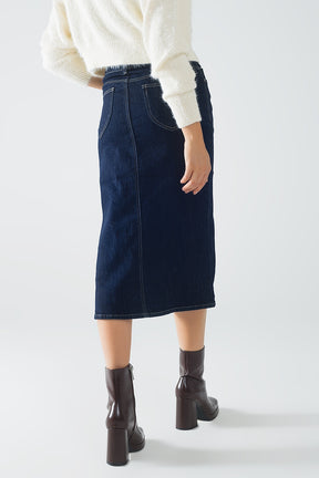 gonna a matita in denim con lavaggio scuro