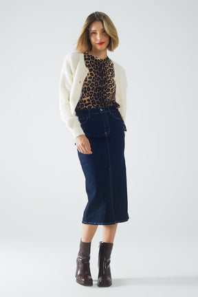 gonna a matita in denim con lavaggio scuro