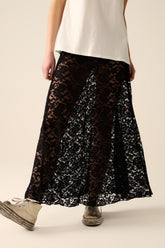 Q2 gonna lunga in pizzo nero alla moda