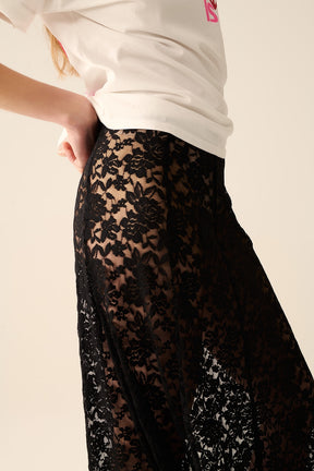 gonna lunga in pizzo nero alla moda