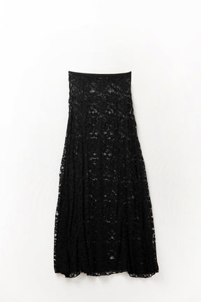 gonna lunga in pizzo nero alla moda