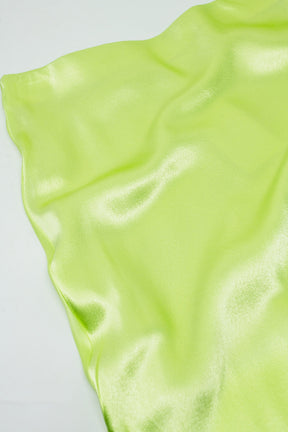 Gonna maxi in seta lime con spacco laterale