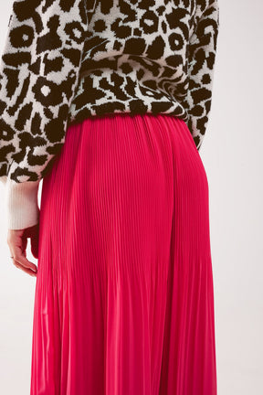 Gonna midi a pieghe in chiffon fucsia