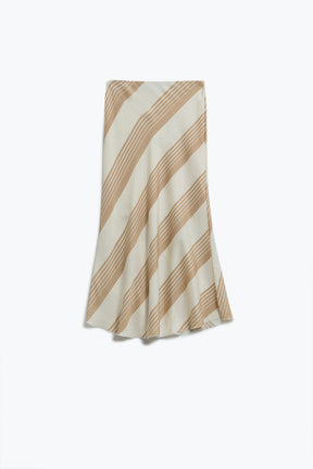 Q2 Gonna midi in panna con punte di beige chiaro