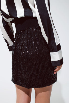 Gonna mini nera con paillettes