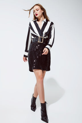 Gonna mini nera con paillettes