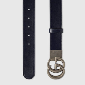 GUCCI Cintura MARMONT monogram reversibile unisex beige e blu