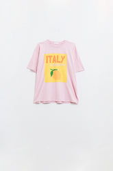Q2 Italia La Dolce Vita T-shirt rosa baby con stampa grafica