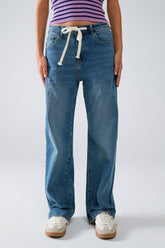 Q2 Jean blu dritto con coulisse