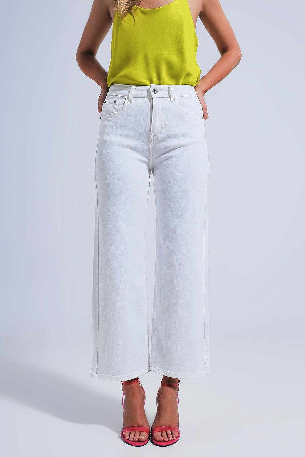 Jeans a fondo ampio bianchi